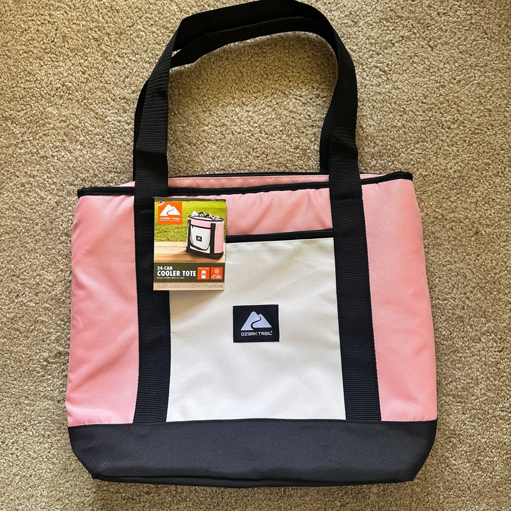 Pink and White Cooler Tote